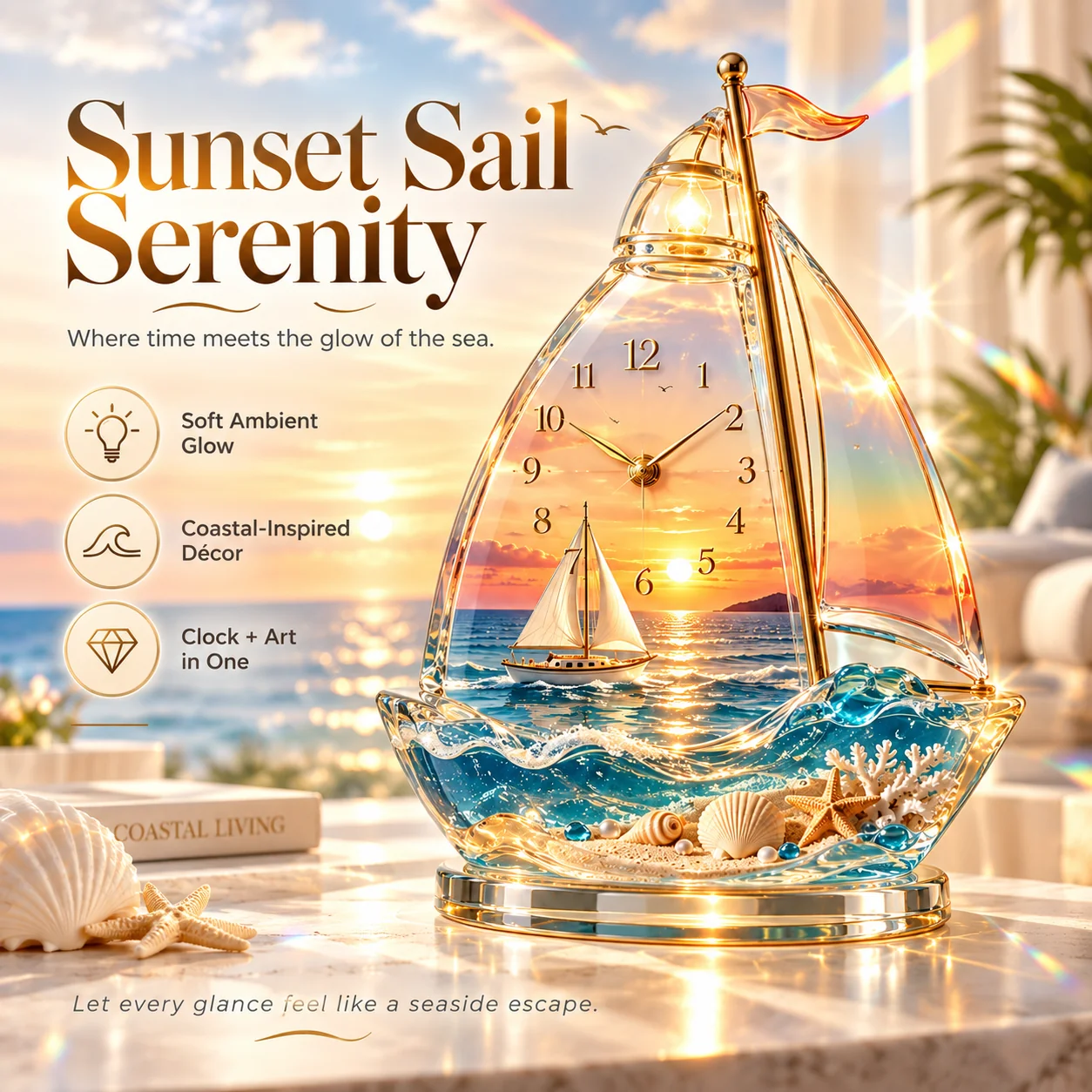 Coastal Glow Crystal Clock Collection