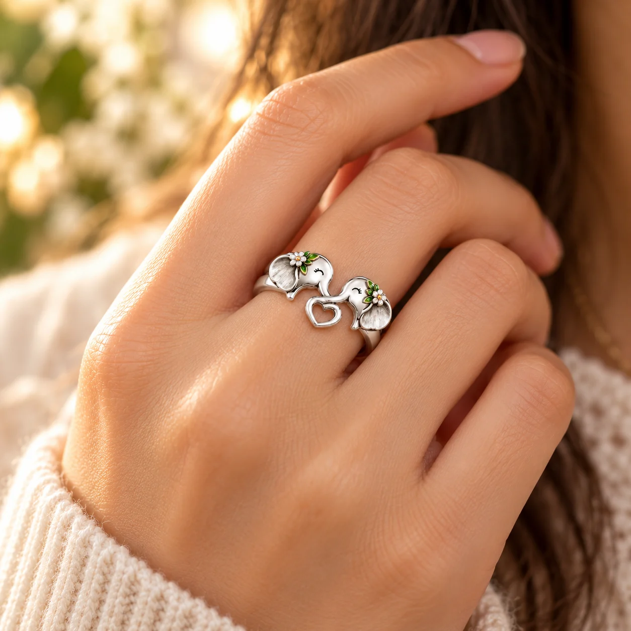 Elephant Heart ring design detail
