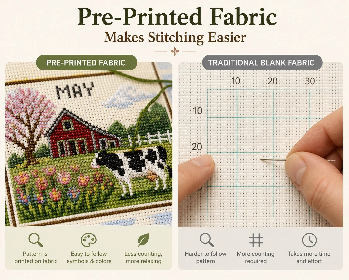 Pre Printed Cross Stitch Fabric Comparison