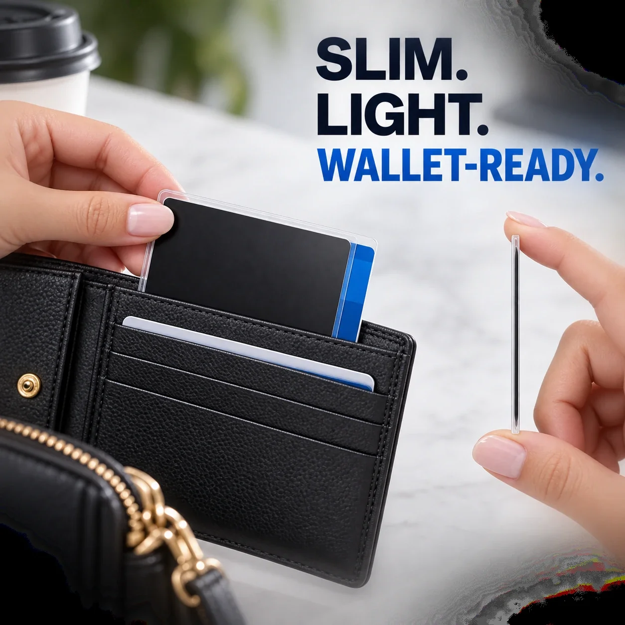 Slim privacy card sleeve fitting inside a wallet