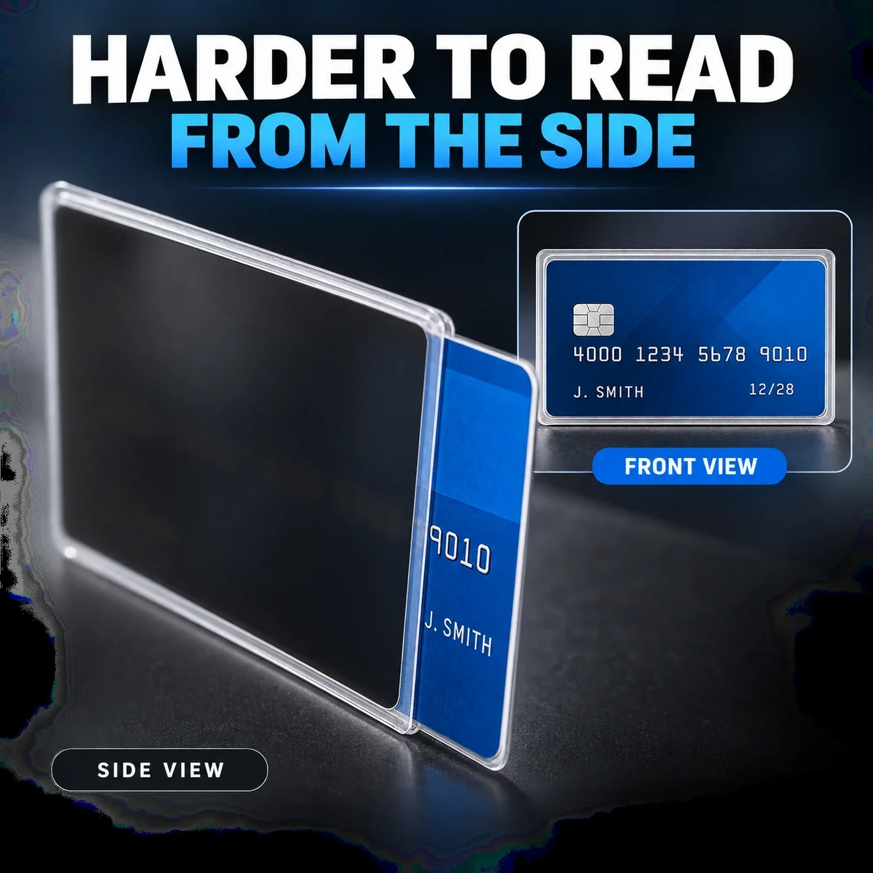 Front and side viewing comparison showing reduced side visibility