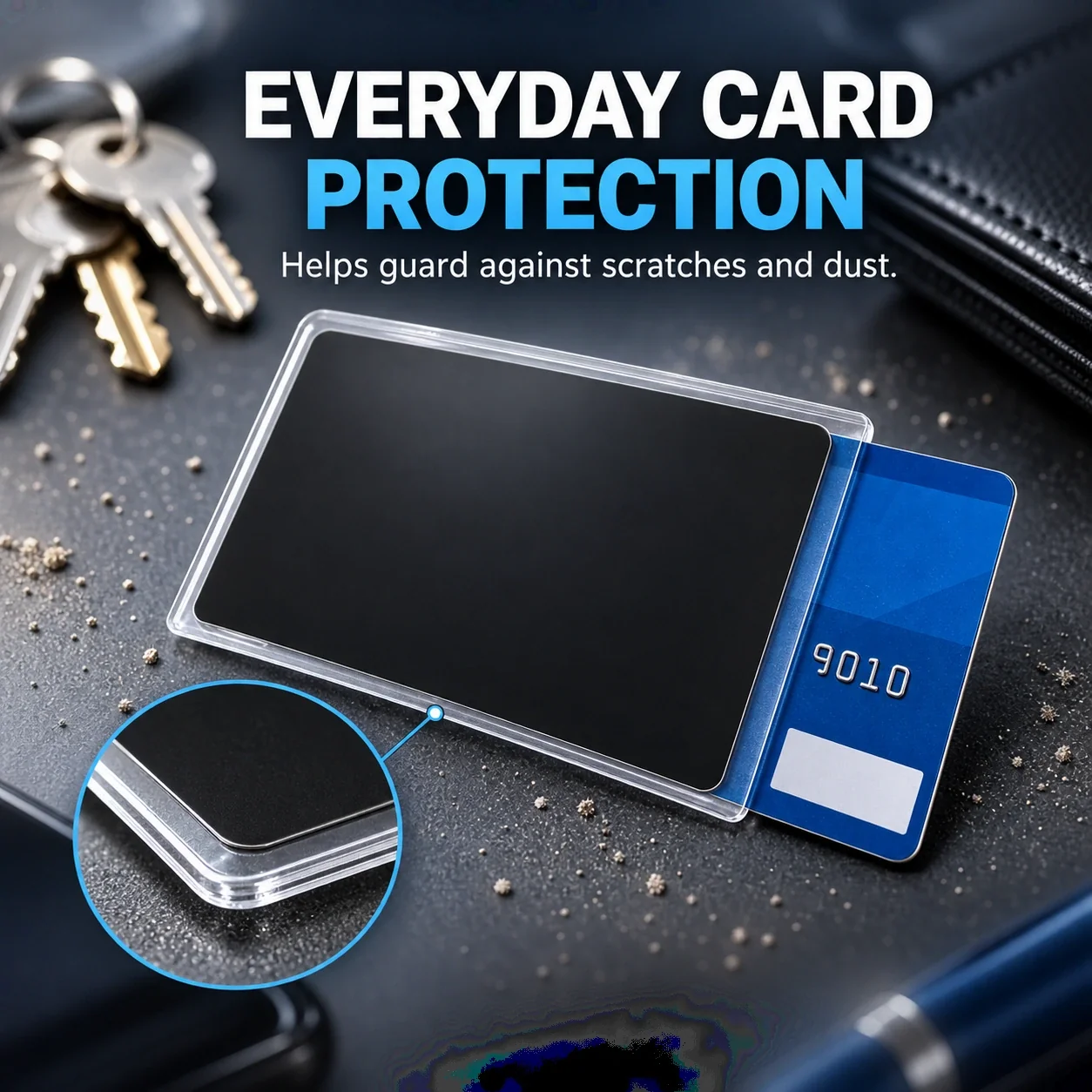Privacy sleeve protecting a bank card surface from scratches and dust