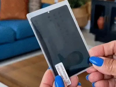 Side-view privacy card sleeve with a clear frame and dark privacy panel