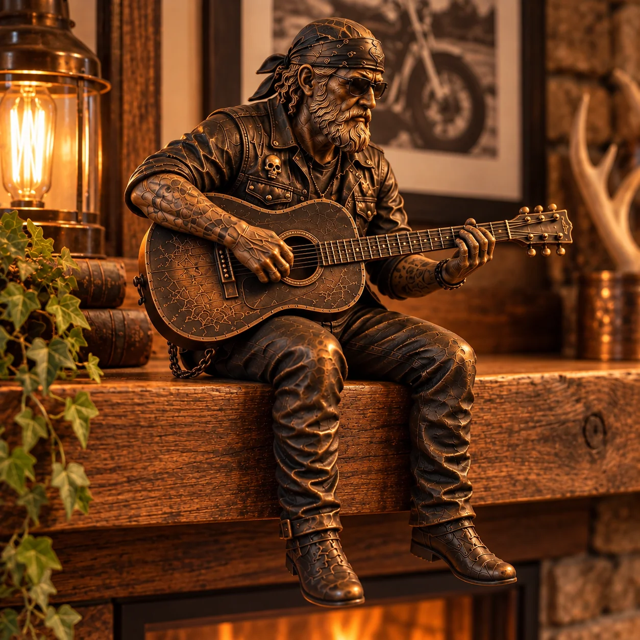 Helmet Keeper biker figurine on shelf