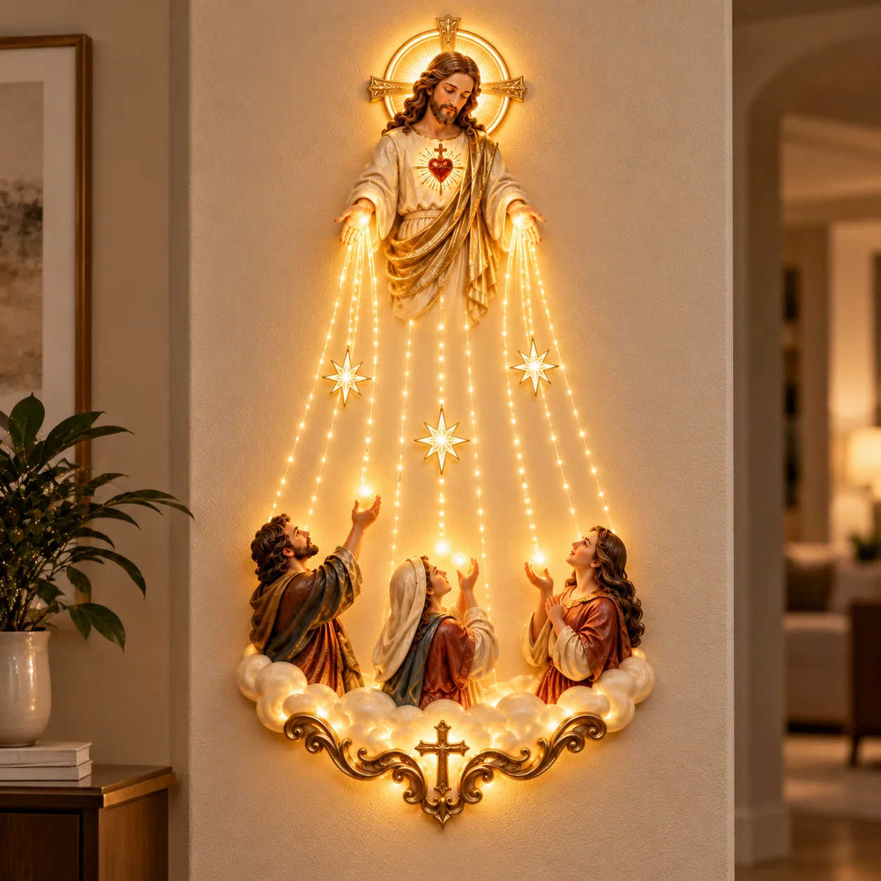 Full view of Light of Hope Sacred Heart Jesus Wall Light