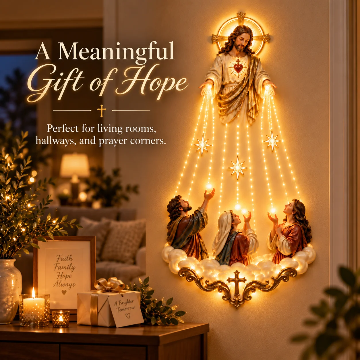 Meaningful Christian gift of hope wall light