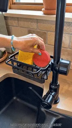Faucet mounted kitchen sink organizer rack