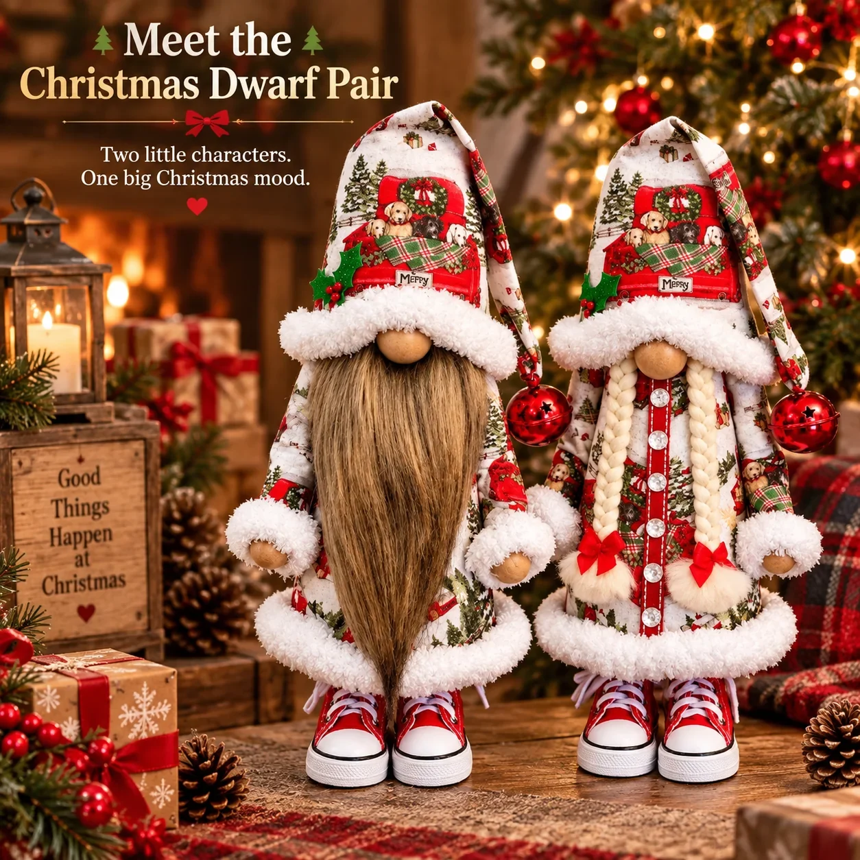 Festive Christmas dwarf couple
