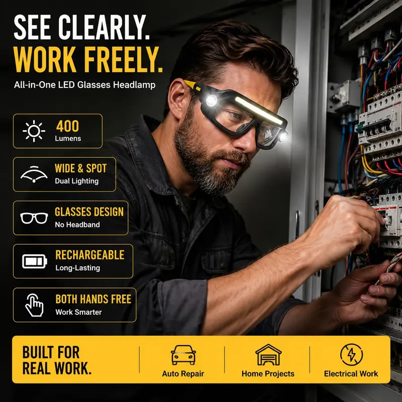 Rechargeable LED headlamp glasses product image 6
