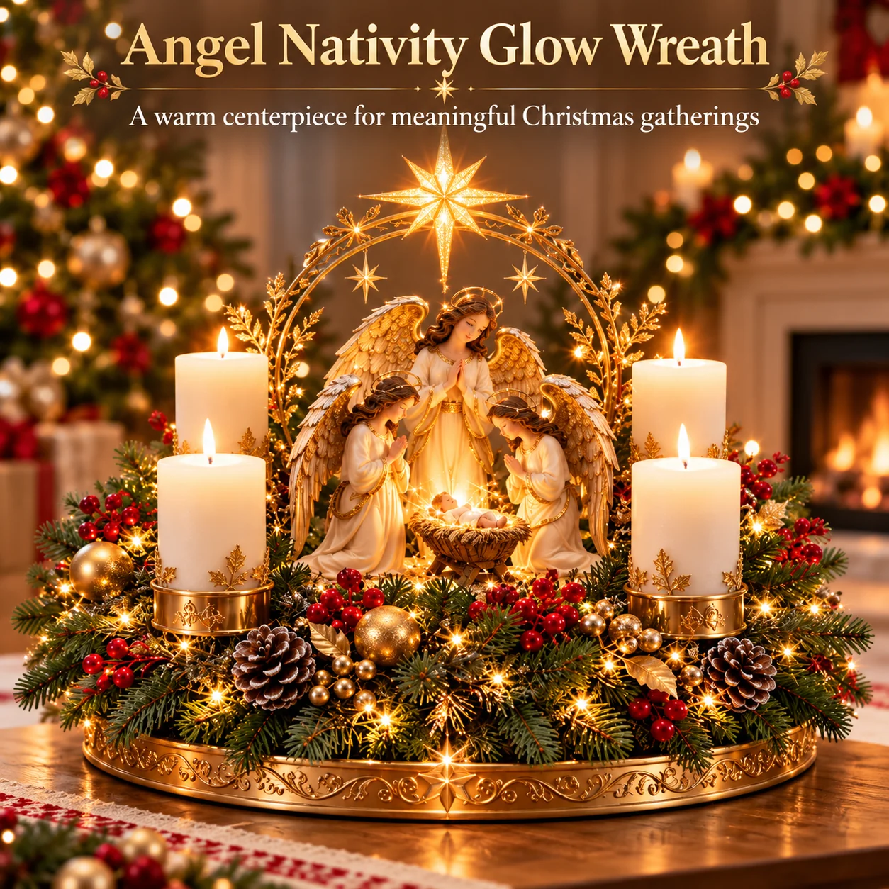 ✨ Lighted Nativity Christmas Centerpiece – Holy Family Advent Candle Decor & Religious Christmas Table Decor