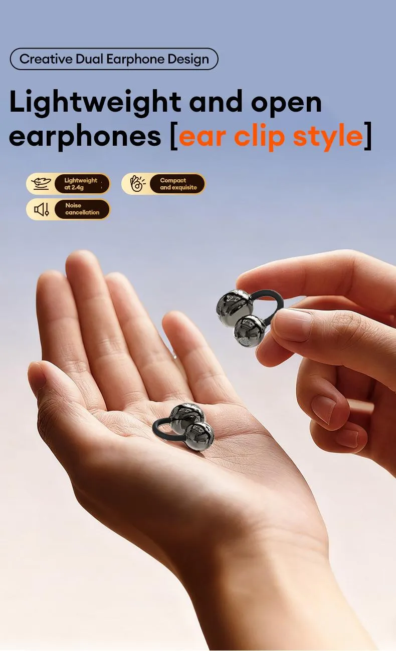 GT630S Bluetooth Wireless Earbuds with Chargeable Power Bank Case, 4 Earbuds, Clip-On Design, Noise Cancellation, Water Resistant, Reverse Phone Charging, Audio for Sports & Sleep, Android & iOS Compatible