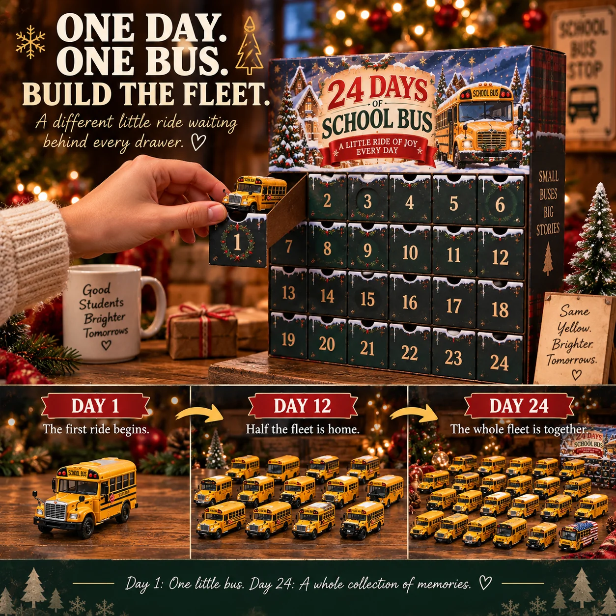 24 day school bus Christmas countdown collection