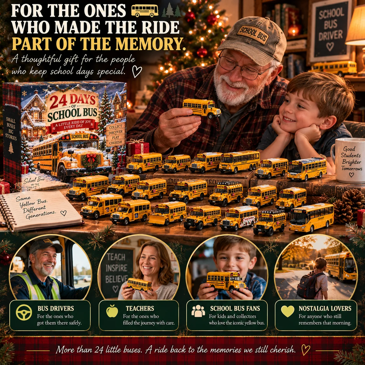 School bus Christmas gift for drivers teachers collectors and nostalgia lovers