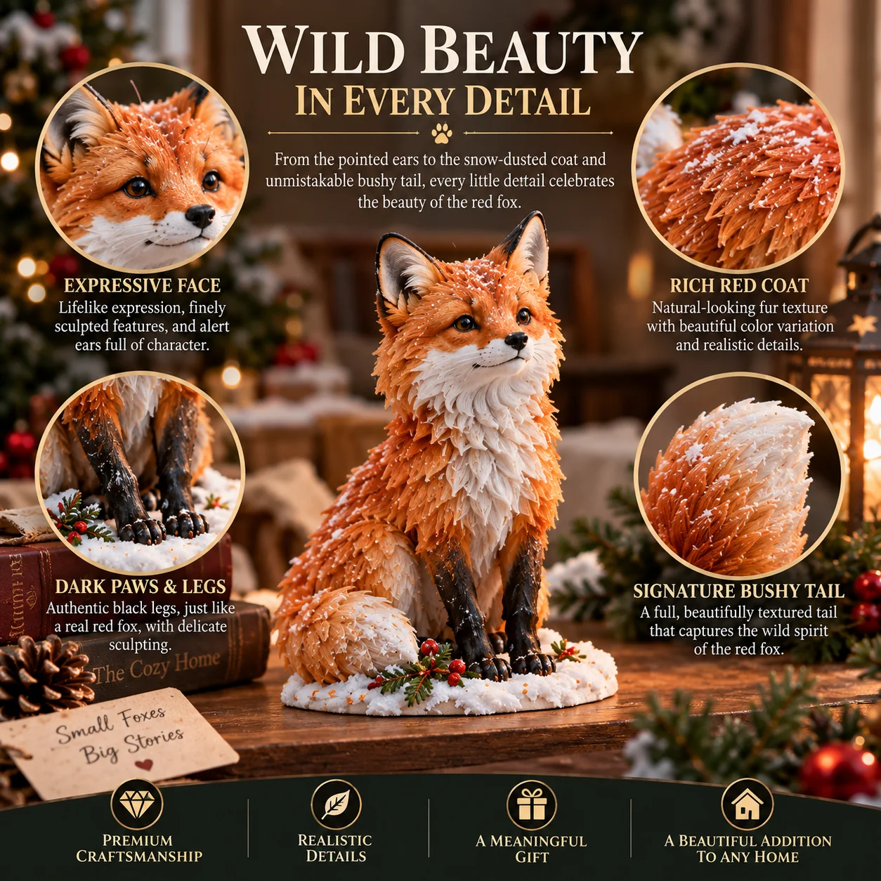 Realistic red fox details