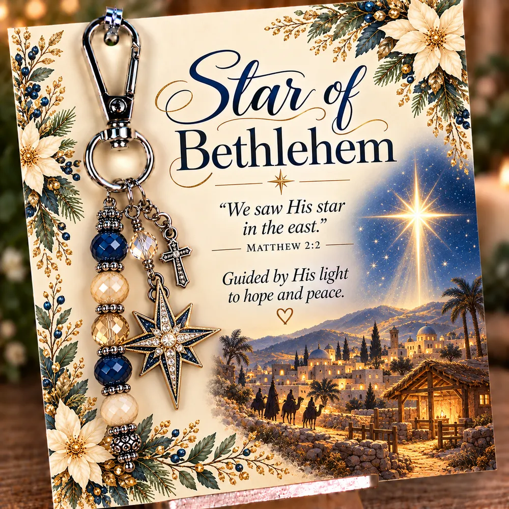 Star of Bethlehem keepsake keychain with its coordinating devotional card