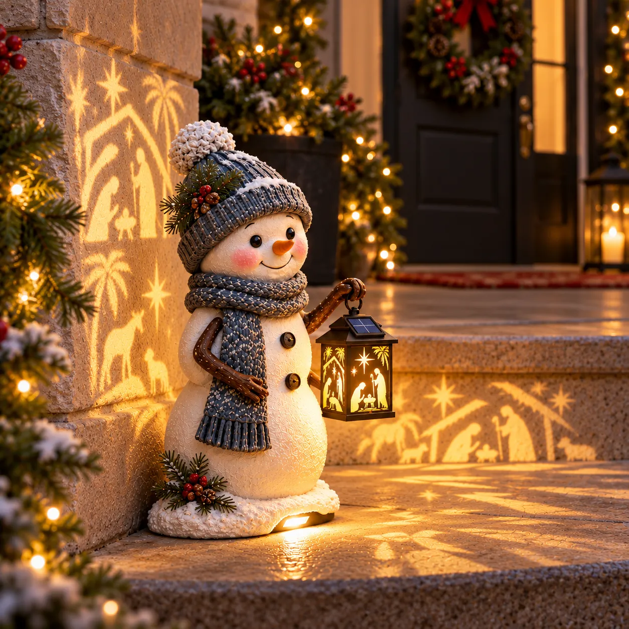 Snowman Nativity Glow Christmas lantern decoration