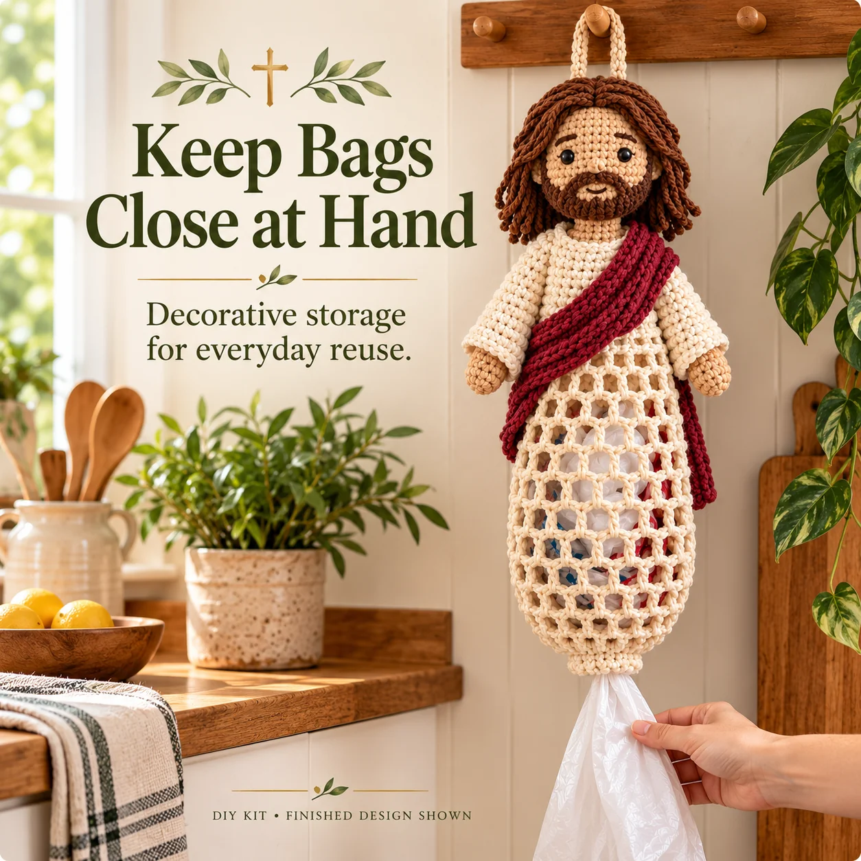 Crocheting Shepherd's Lamb Christian bag holder