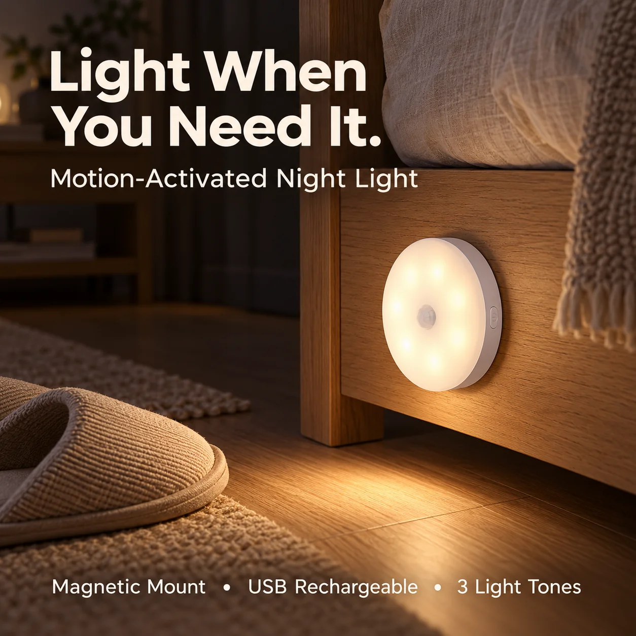Rechargeable round motion sensor night light