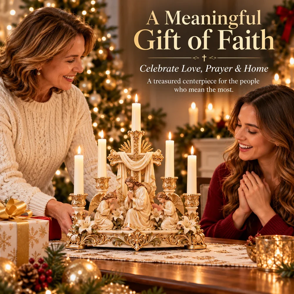 Christian candleholder displayed as a meaningful gift for loved ones