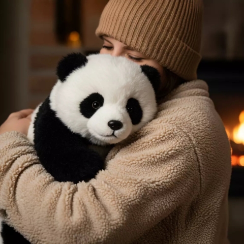 Soft cuddly lifelike panda plush