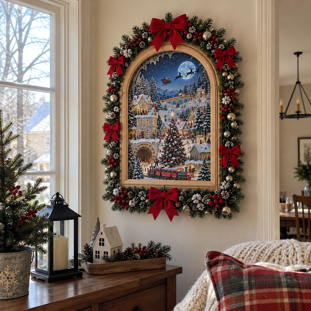 Christmas village wall decoration inside shipping box