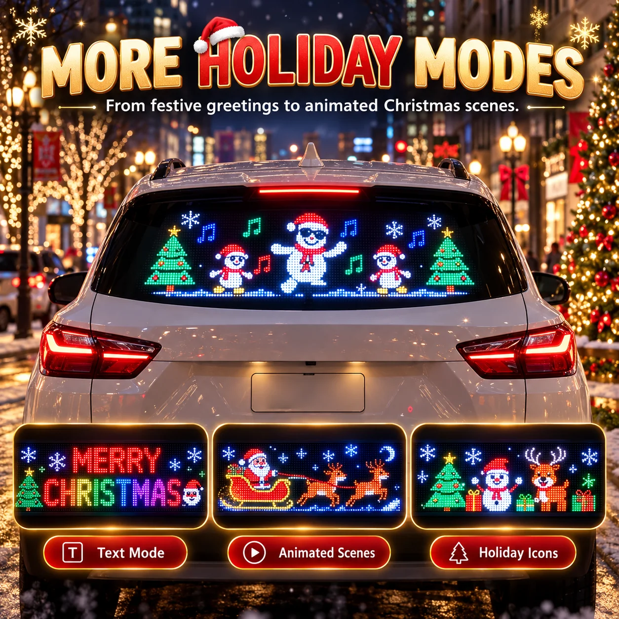 multiple holiday modes Christmas rear window LED display