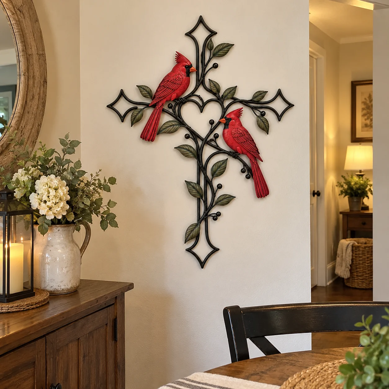 Cardinal Cross displayed on dining room wall