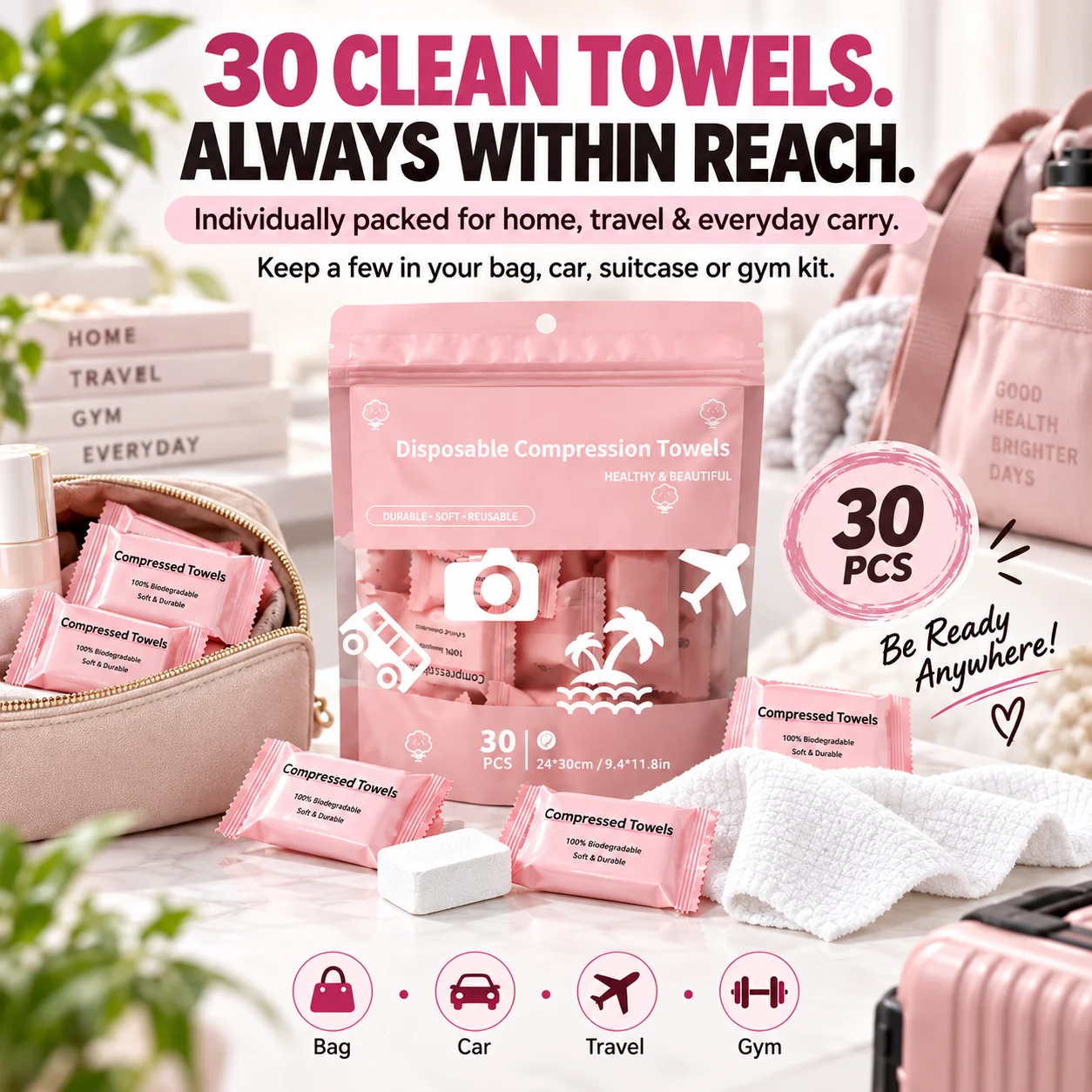 Portable Compressed Towels for Travel