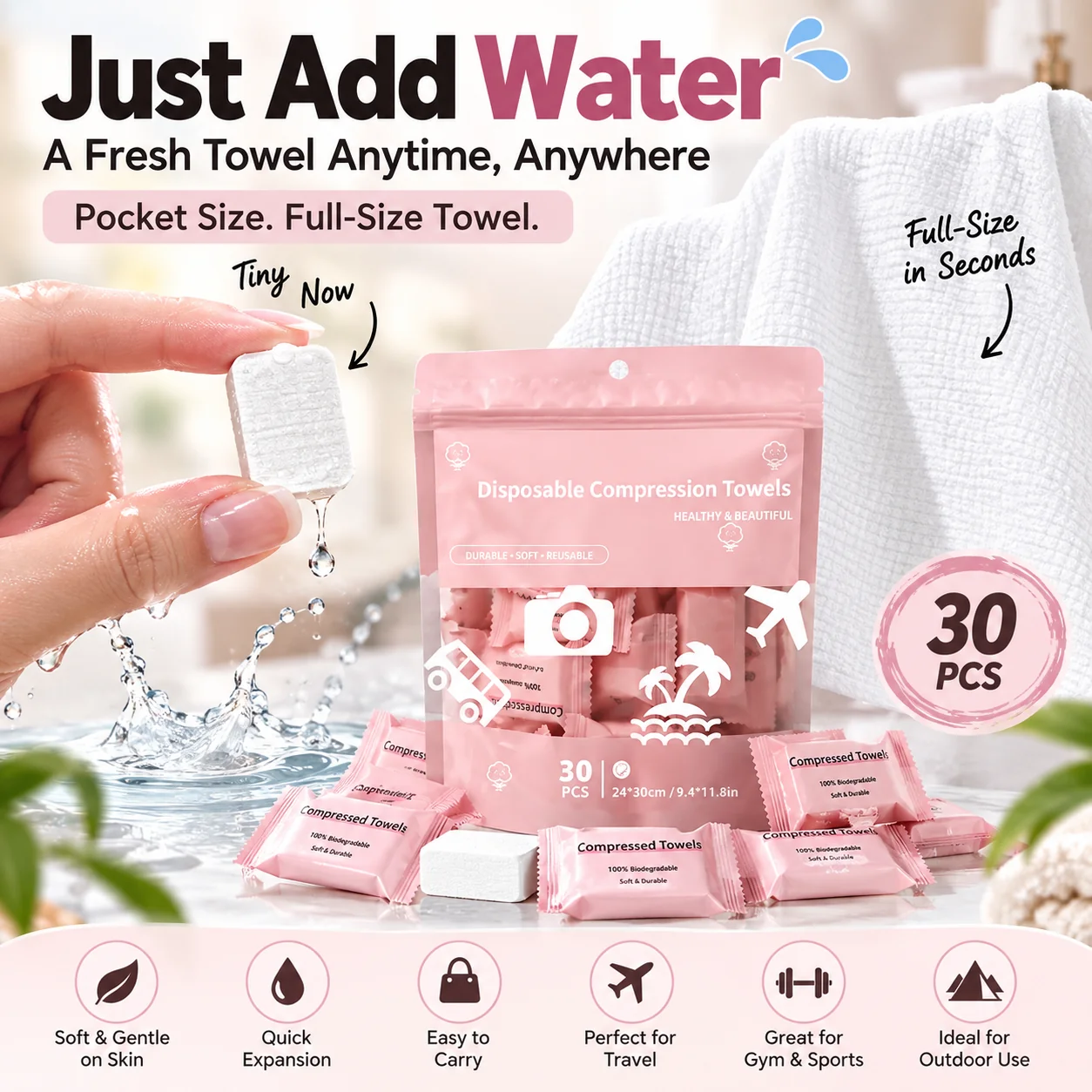 30 Pack Compressed Towels