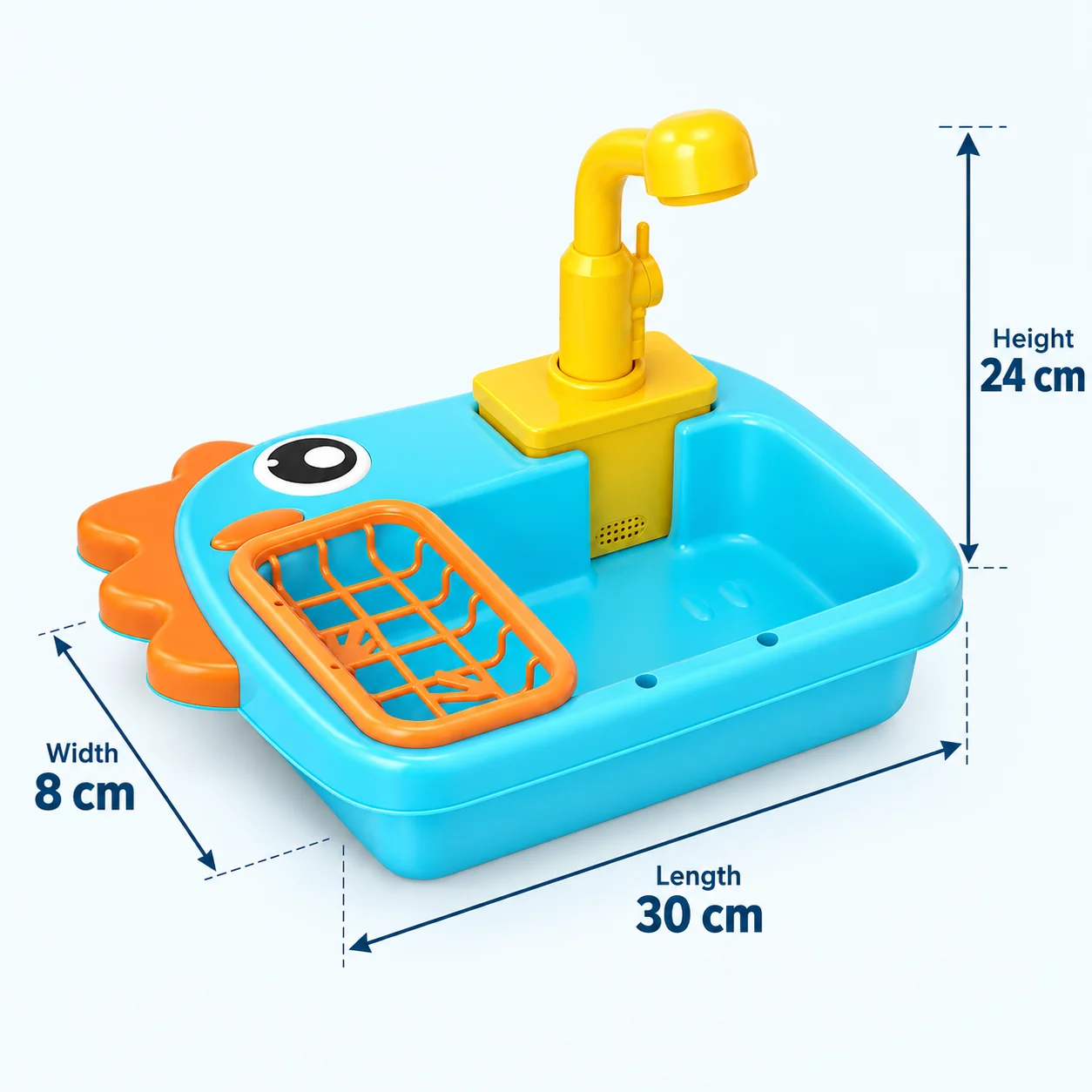 Automatic bird bath dimensions 30 cm by 8 cm by 24 cm