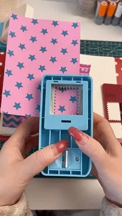 Postage stamp punch creating a perforated edge in one press