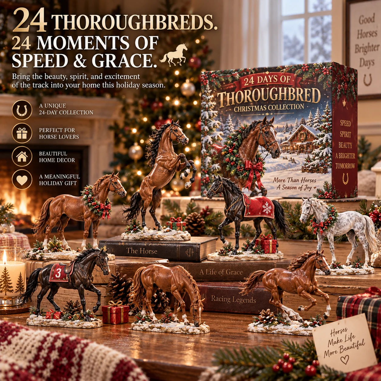 Thoroughbred Christmas collection displayed at home