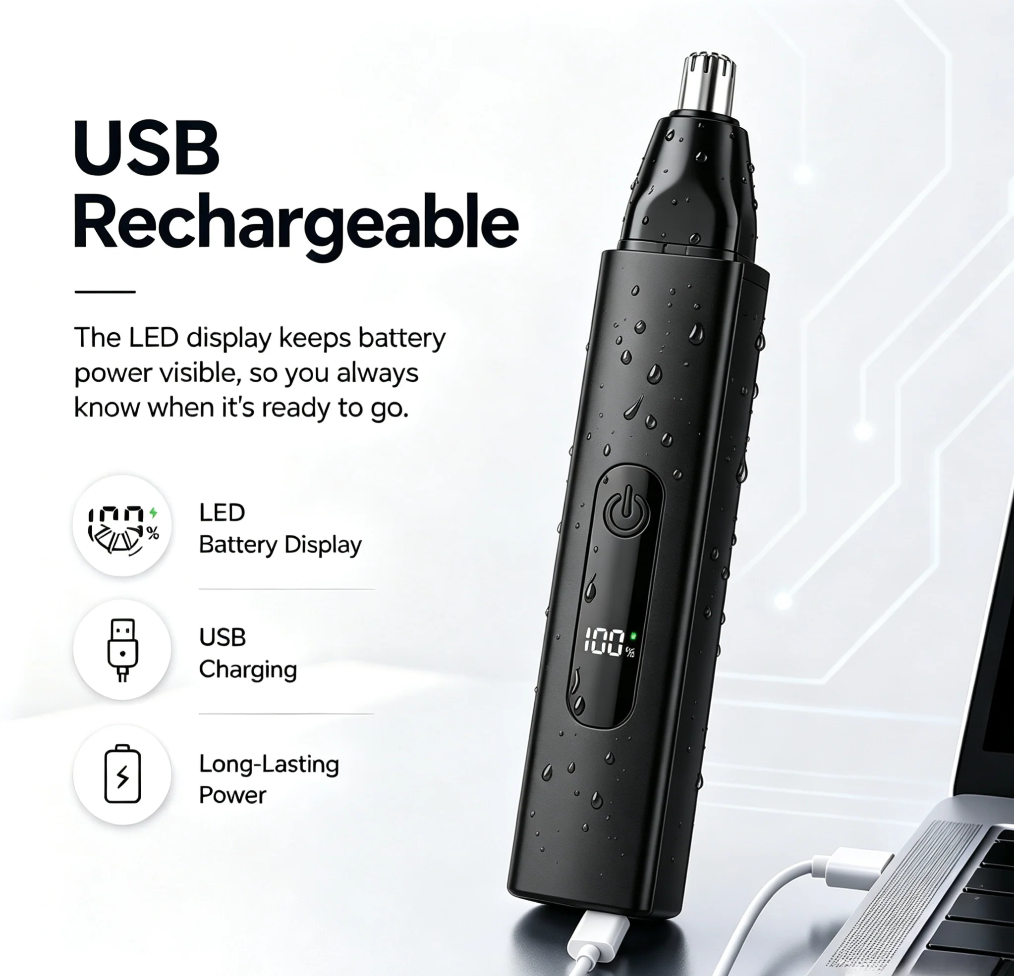 LED display and USB charging feature