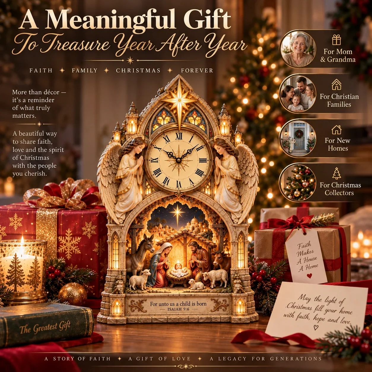 Bethlehem Nativity clock as a meaningful Christmas gift idea for family and friends