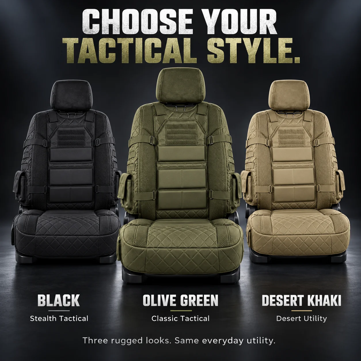 Military Green and Desert Gray pickup seat cover choices