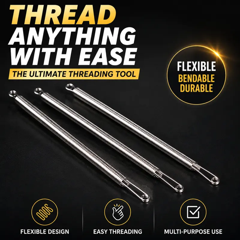 Flexible drawstring threader repairing hoodie and pants drawstrings