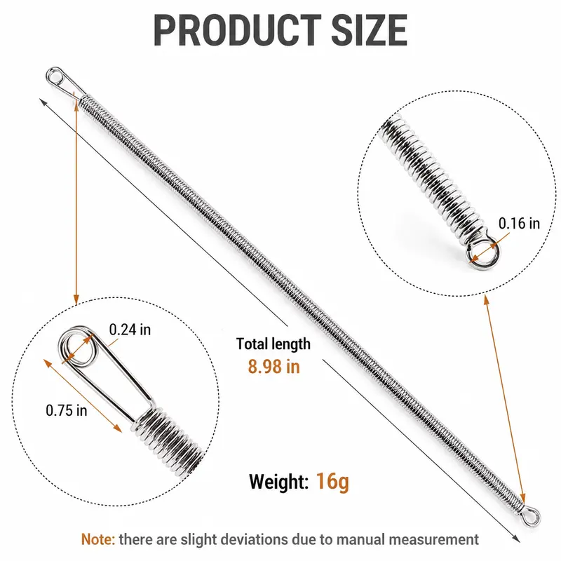 Stainless steel spring construction and rounded threading loops