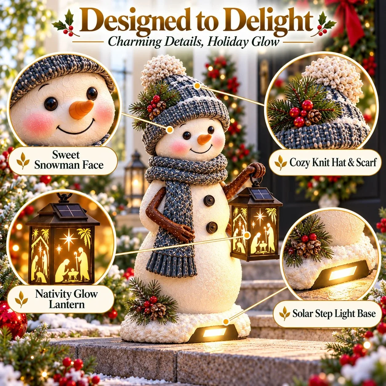 Snowman Christmas nativity light comparison