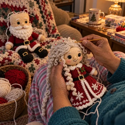 Santa and Mrs Claus dolls by Fredegonda