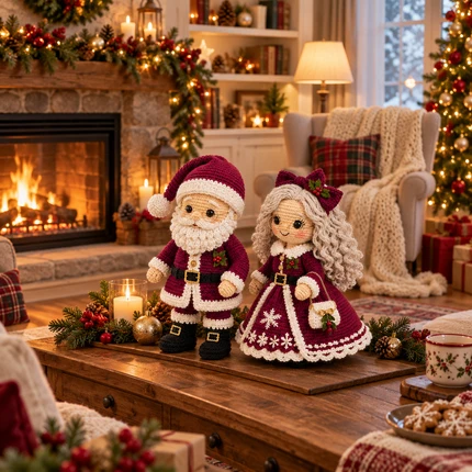 Santa and Mrs Claus Doll Set - Details