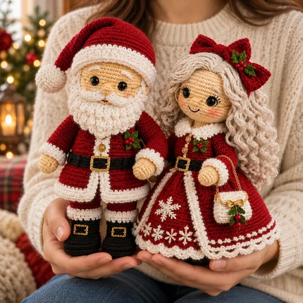 Santa and Mrs Claus Doll Set - Holiday display