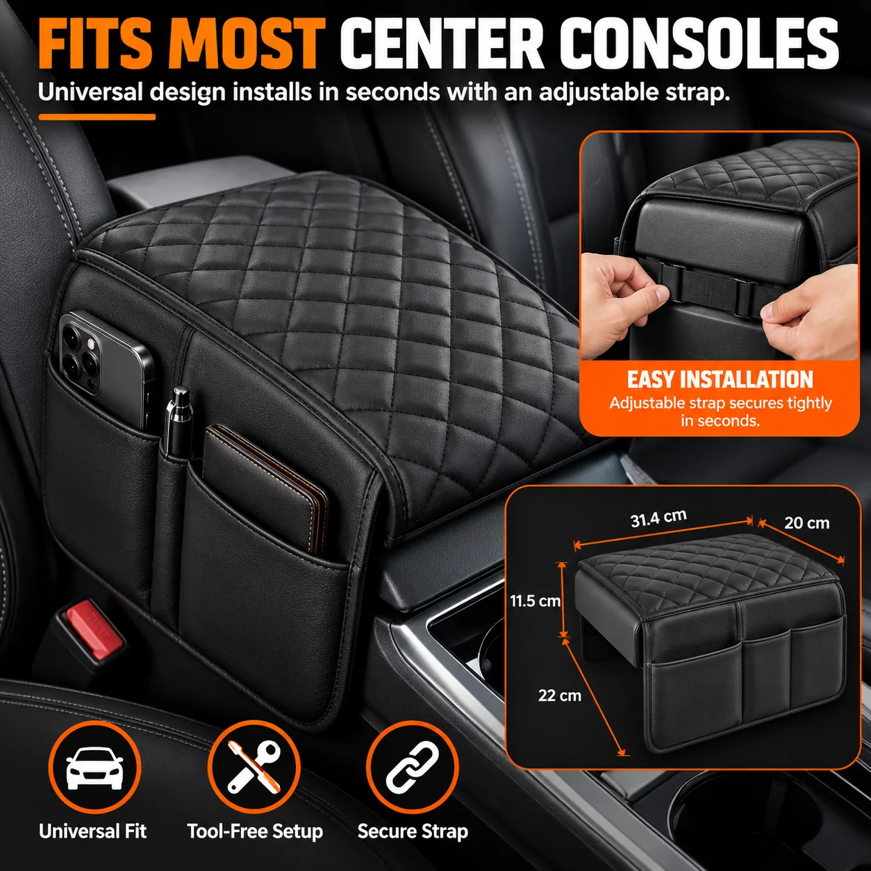 Car armrest riser simple installation