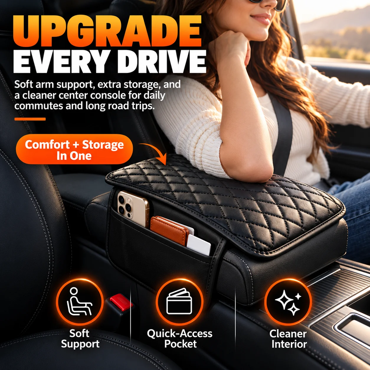 Car armrest riser dimensions and vehicle compatibility