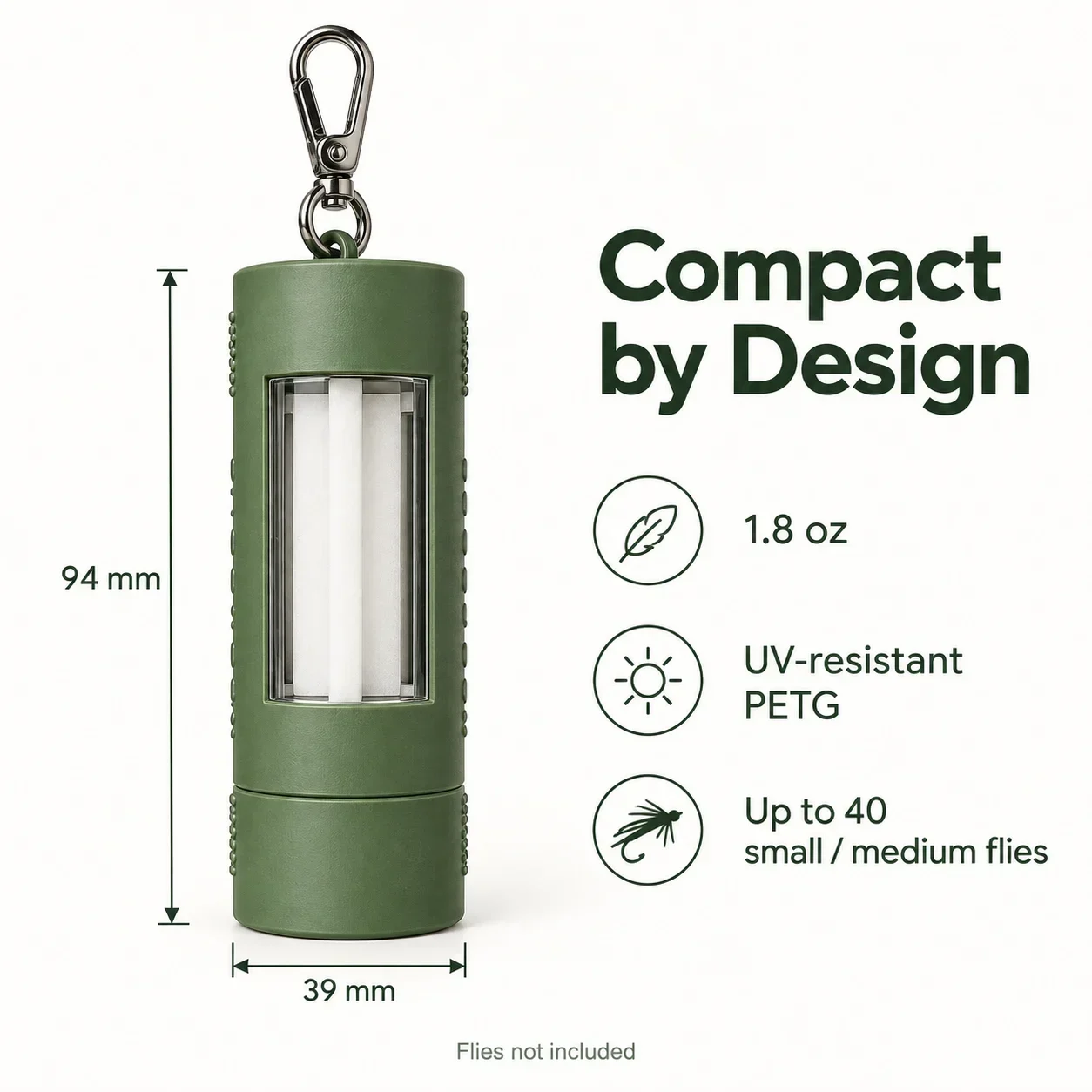 Clip-on fly box product dimensions and specifications