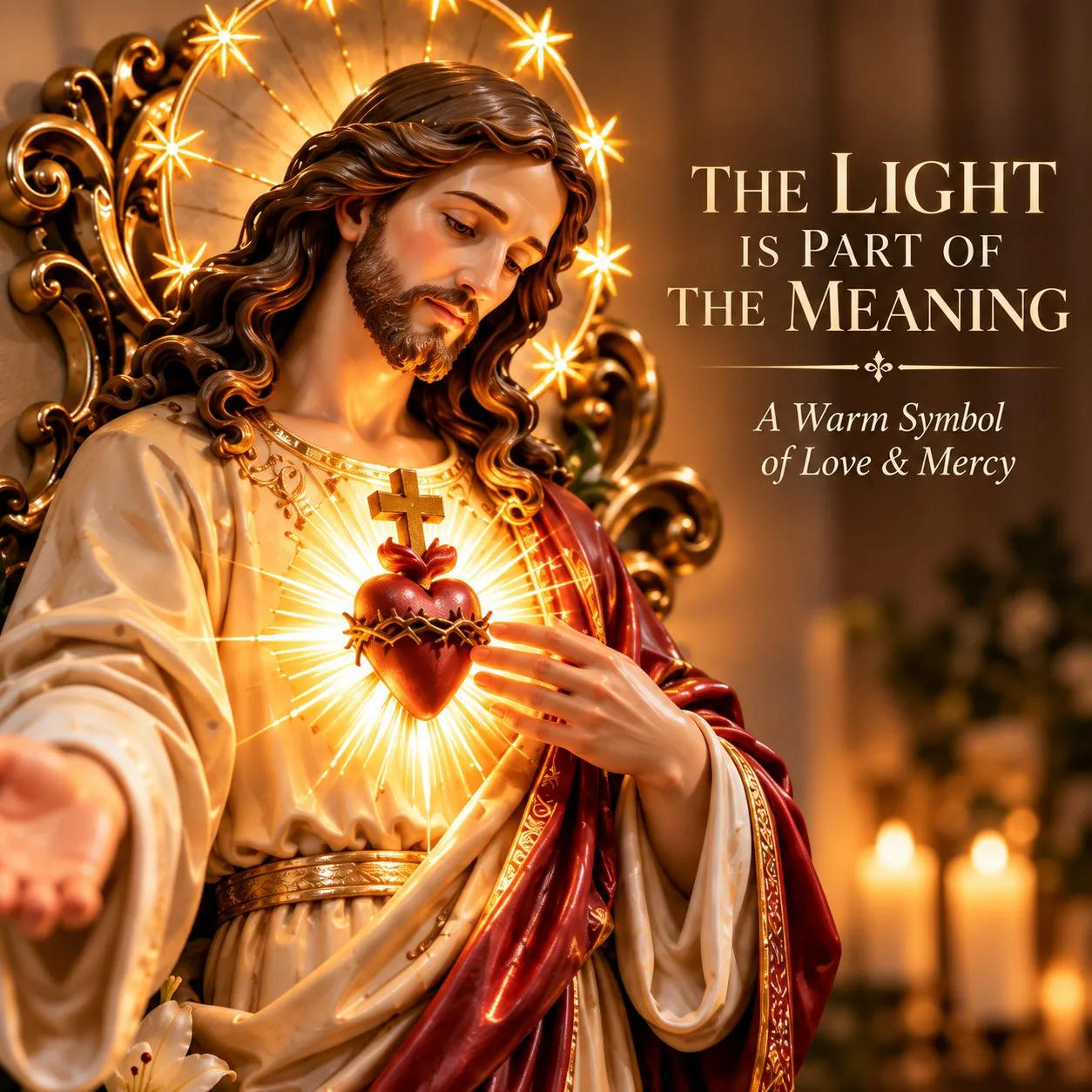 Sacred Heart of Jesus 3D lighted wall decor detail