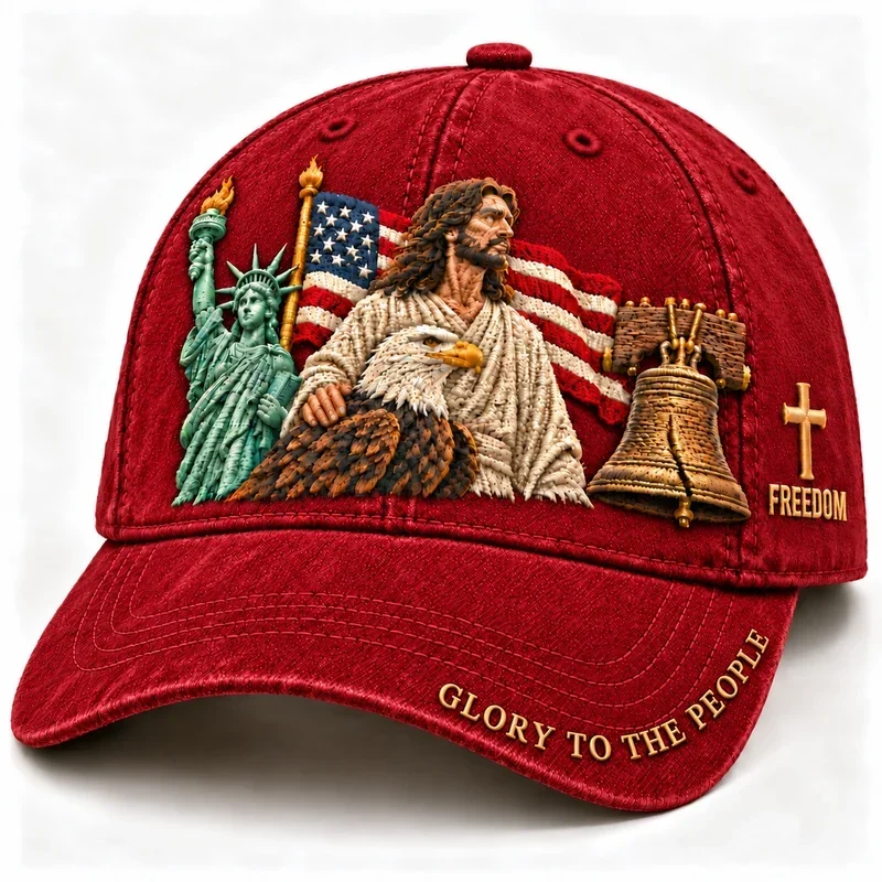 Red Faith and Freedom embroidered cap