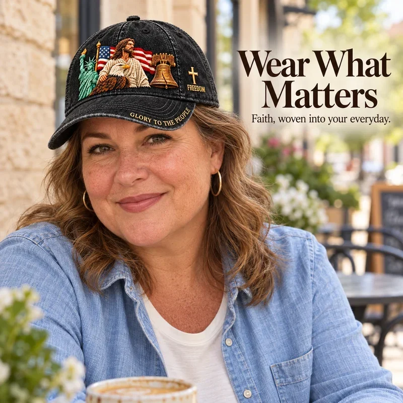 Woman wearing the cap at an outdoor cafe