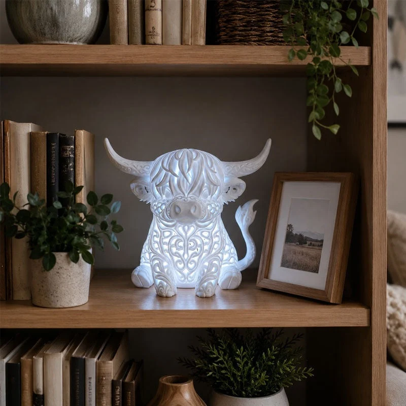 Highland cow tea light holder giftable rustic farmhouse decoration