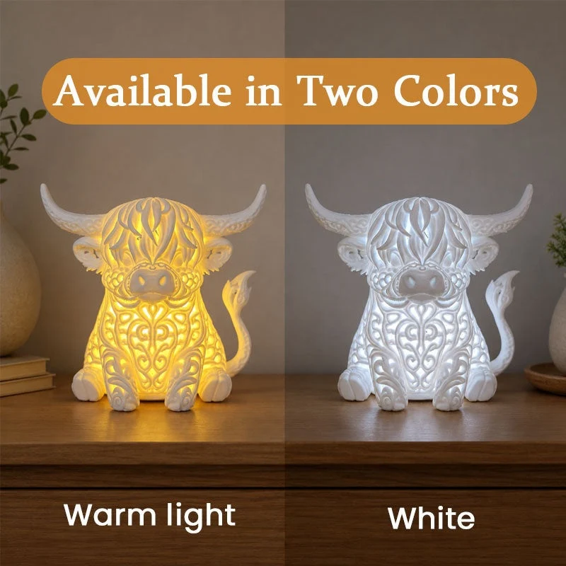Highland cow tea light holder rustic farmhouse decorative figurine