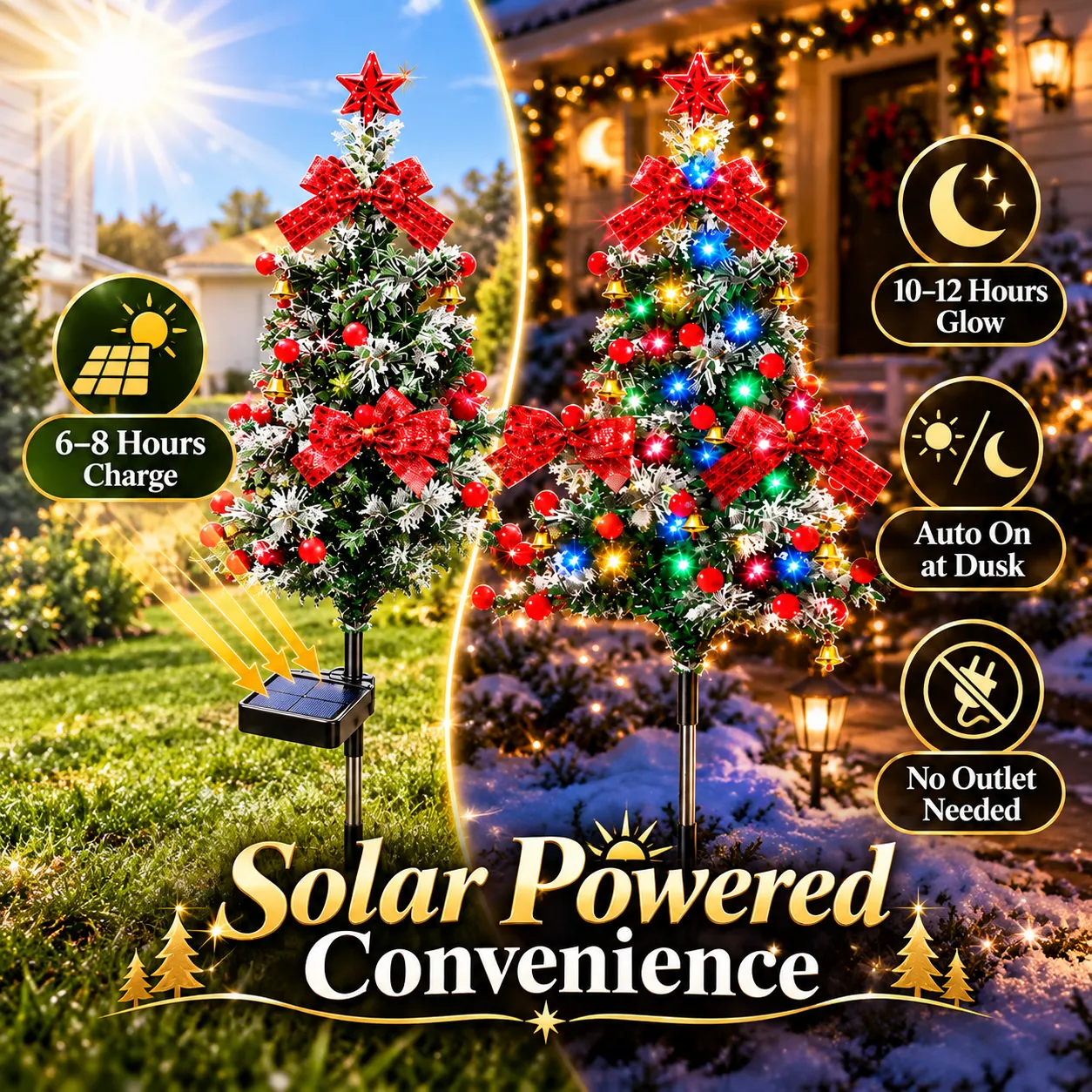 Solar cedar Christmas tree light product features